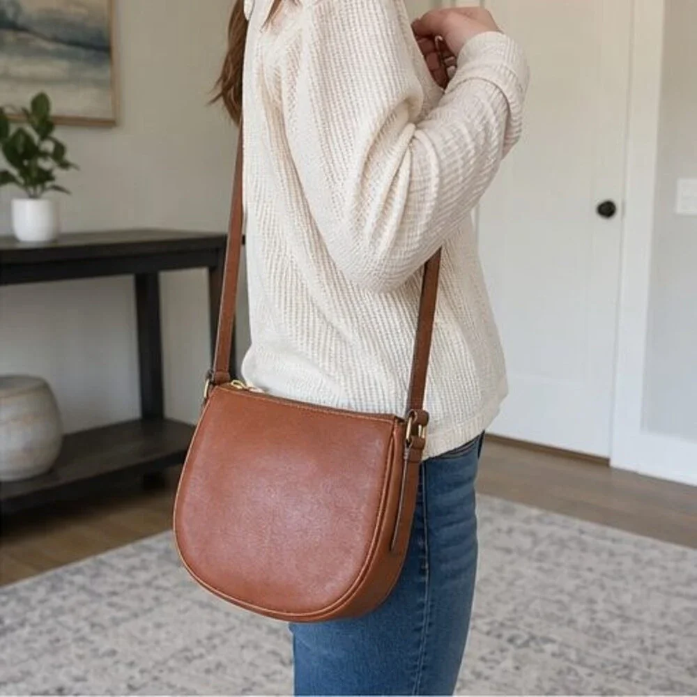 Tan Woven Crossbody Bag